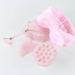 4-Pcs Jade Roller and Gua Sha Set, Jade Roller for Face, Head Band and B…